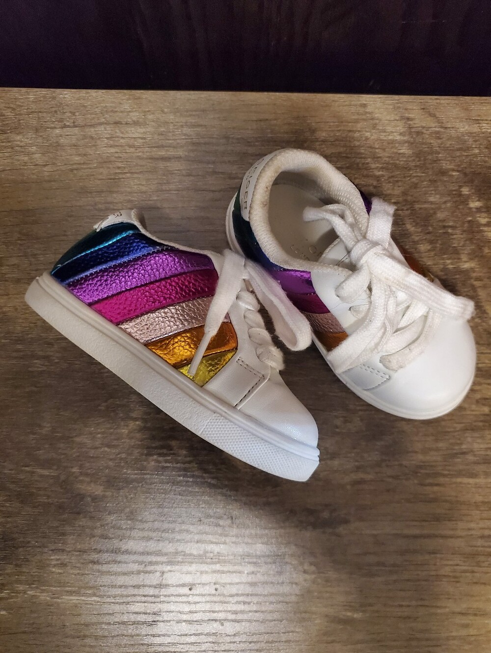 Kurt Geiger Mini Toddler Lane Rainbow Metallic Stripe Sneakers -  Size 5